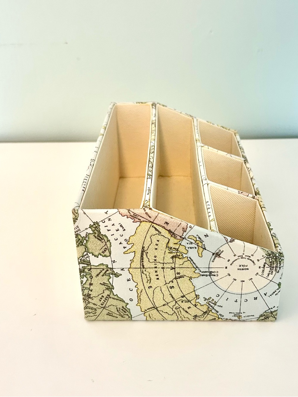 Map Print Desk Organizer - Neutral Tones
